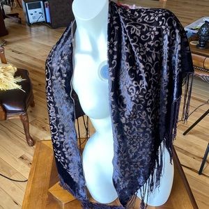 SOLD Brown Velvet Scarf with Fringe.